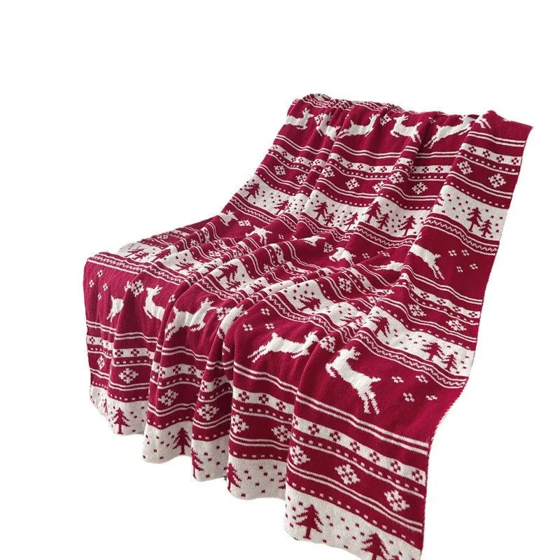 Christmas blanket with snowflake pattern in acrylic material for holiday home decoration
