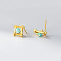 Geometric cross quadrangle stud earrings in 925 sterling silver with Seiko treatment