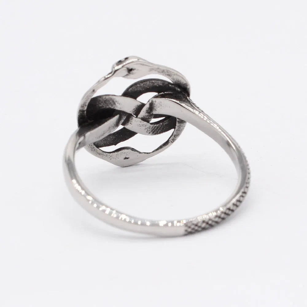 Titanium steel snake ring in retro European style with detailed design, shown in steel colour
