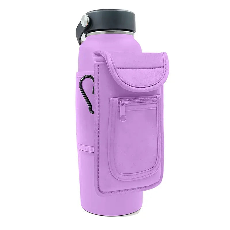 Cloth fitness bottle sleeve for large kettles with magnetic or carabiner fastening in multiple colours.