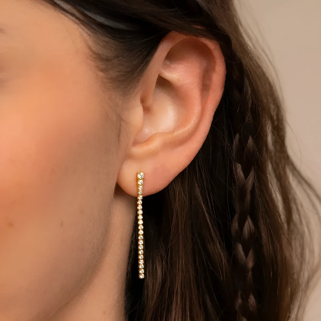 Sweet Elegance geometric zircon earrings in stainless steel with Chinese style line design