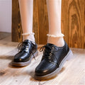 Women's retro Mary Jane shoes in preppy college style with square heel and front lace-up design