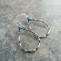 Turquoise circular earrings with antique silver finish in vintage bohemian style