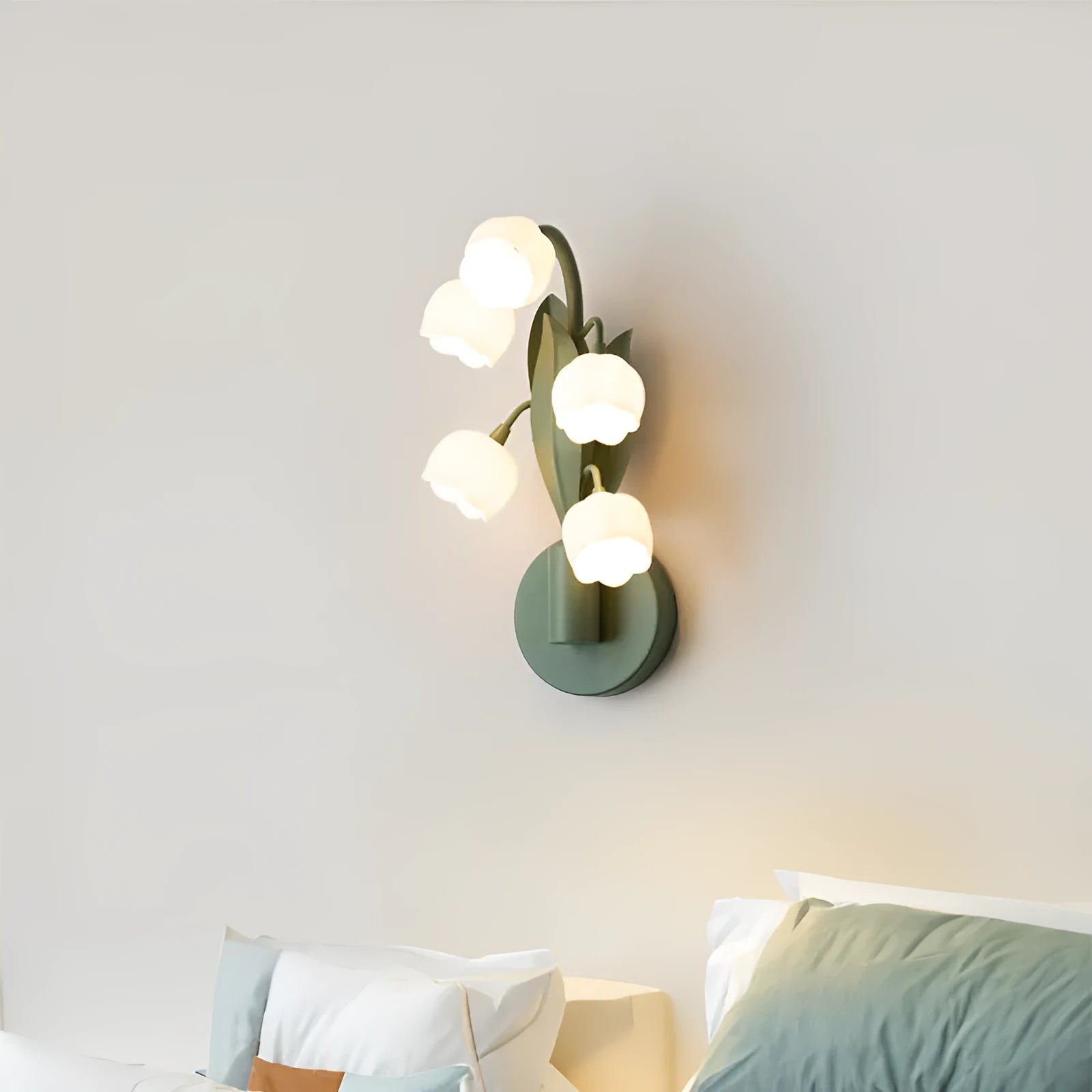 Modern French pastoral wall lamp with Nordic style PC shade and green tricolour light