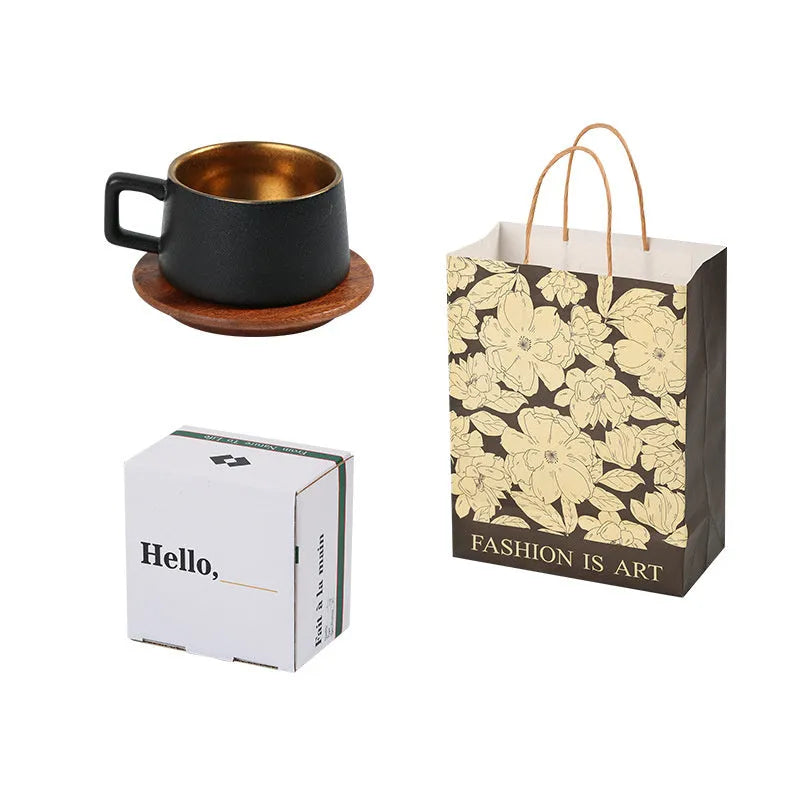 Office gift tumbler coffee cup suit with plated gift box showing gold and silver finish options