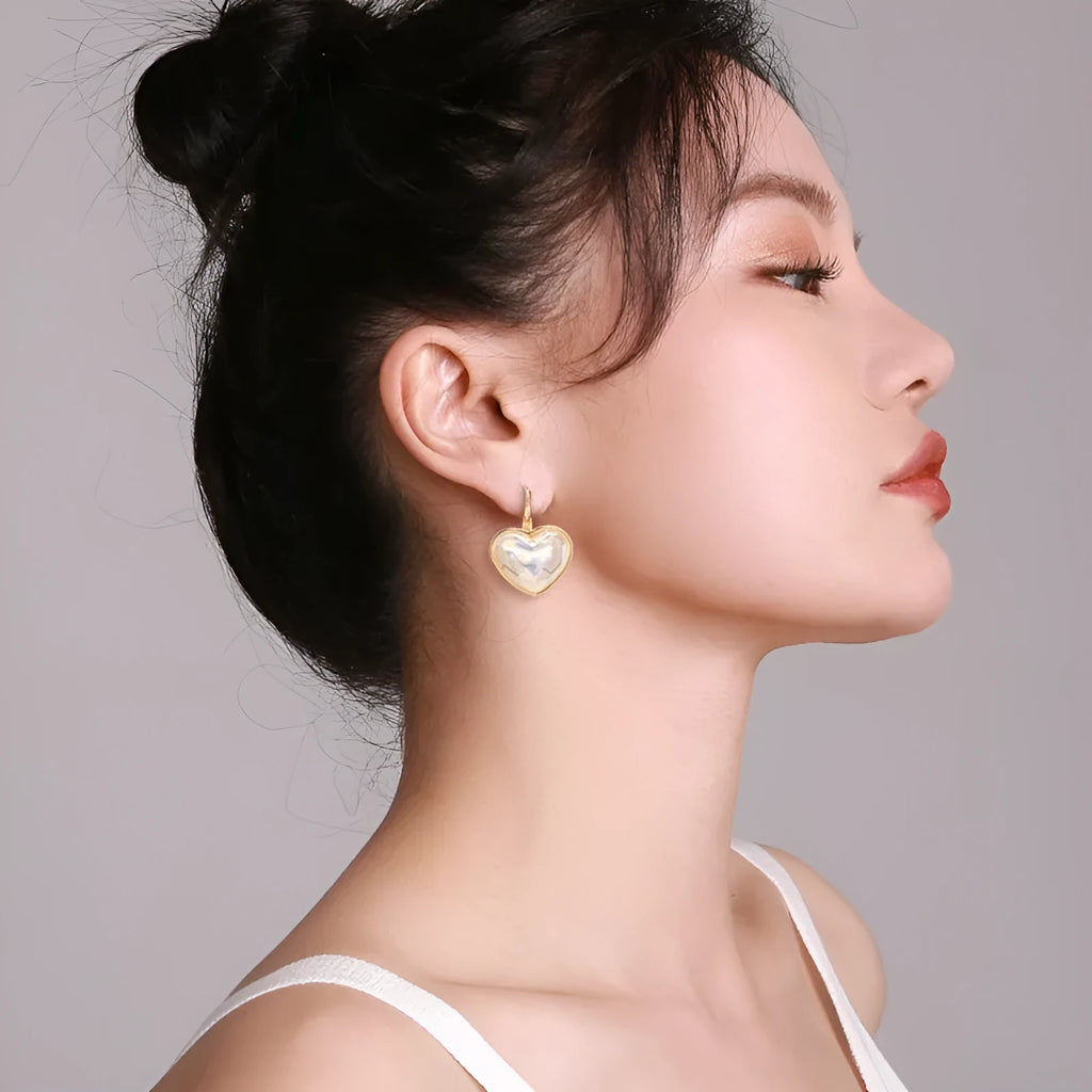 Gold summer love ear clips with alloy metal construction and clip-on design