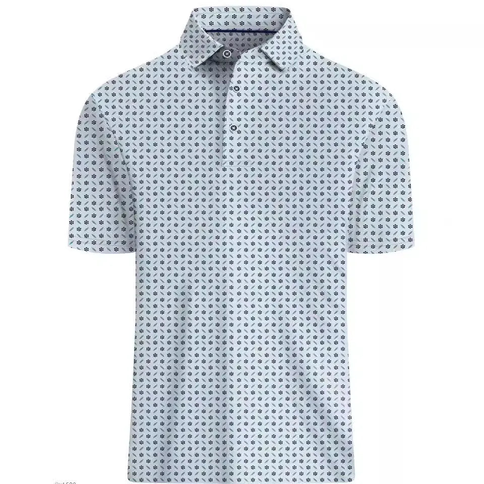 Men's grey short sleeve T-shirt with 3D graphic print and silver zipper decoration on the chest.
