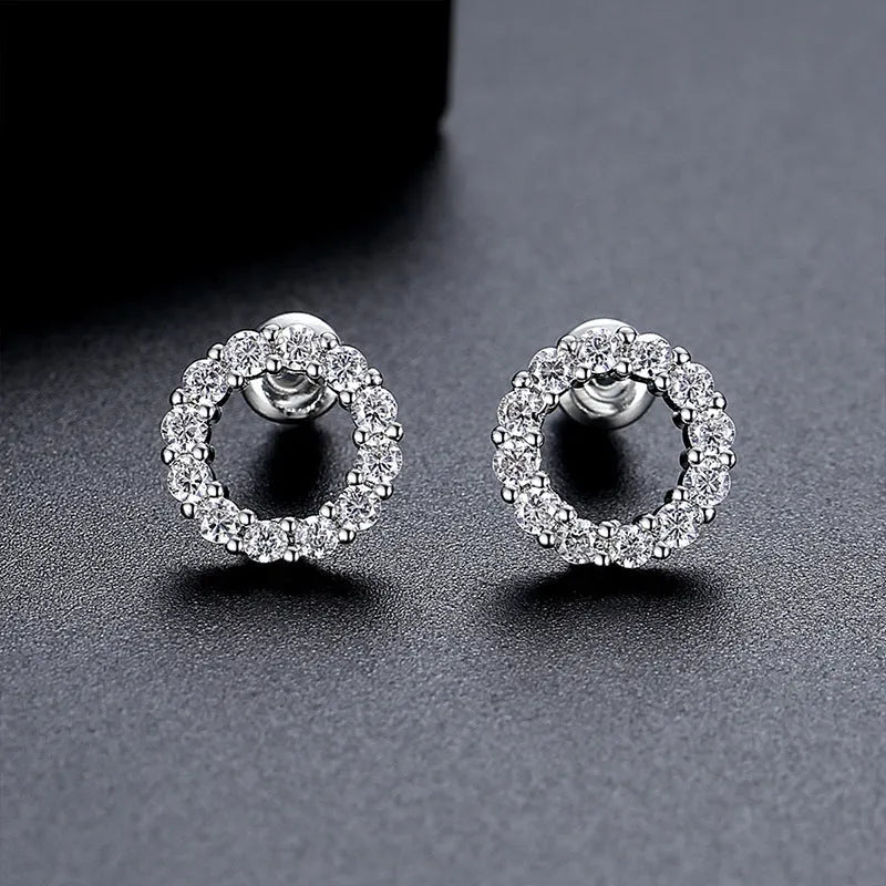 Ring Super Copper Micro Zircon stud earrings for women geometric shape fashion OL style