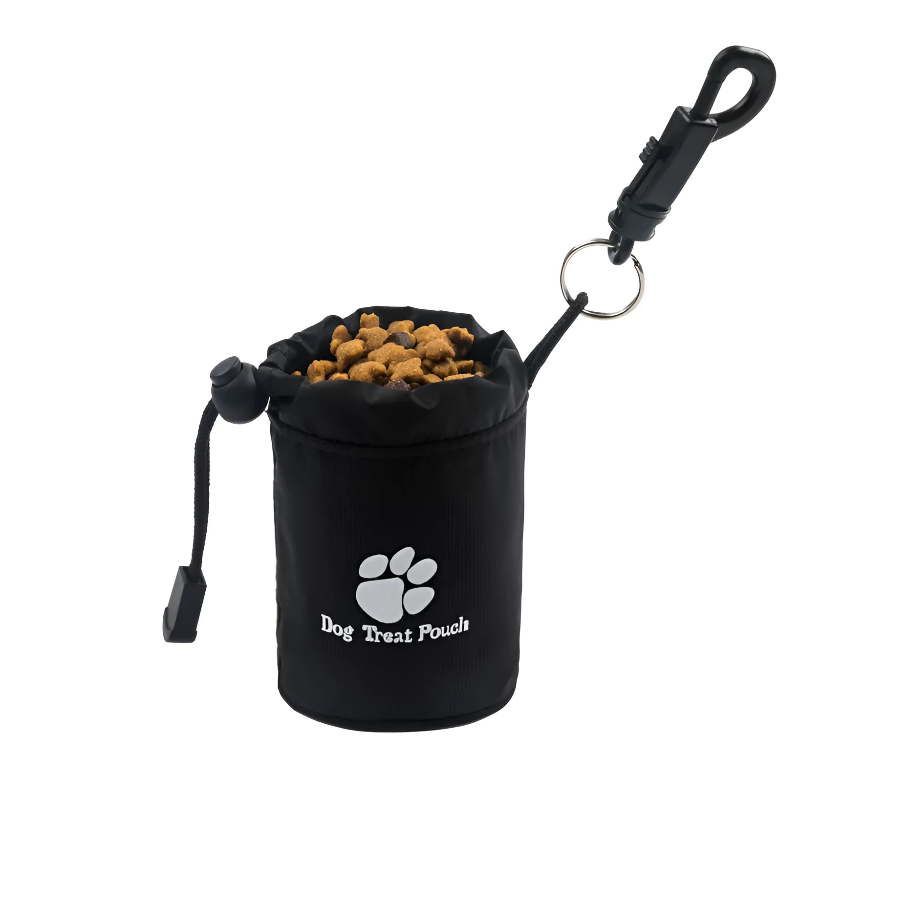 Mini pet training snack bag in red, green, black, or blue nylon with solid colour design