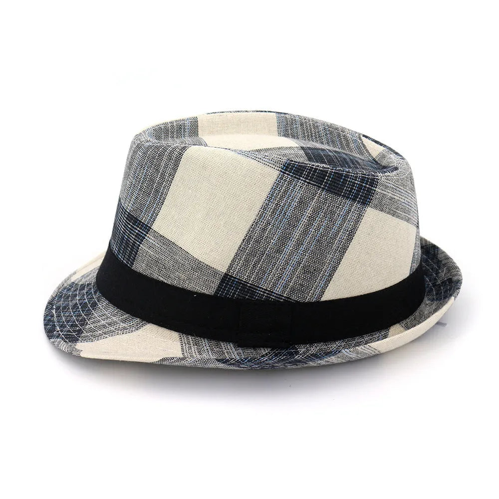 Men's and women's outdoor straw sun hat with 4.5cm brim in black or blue colour