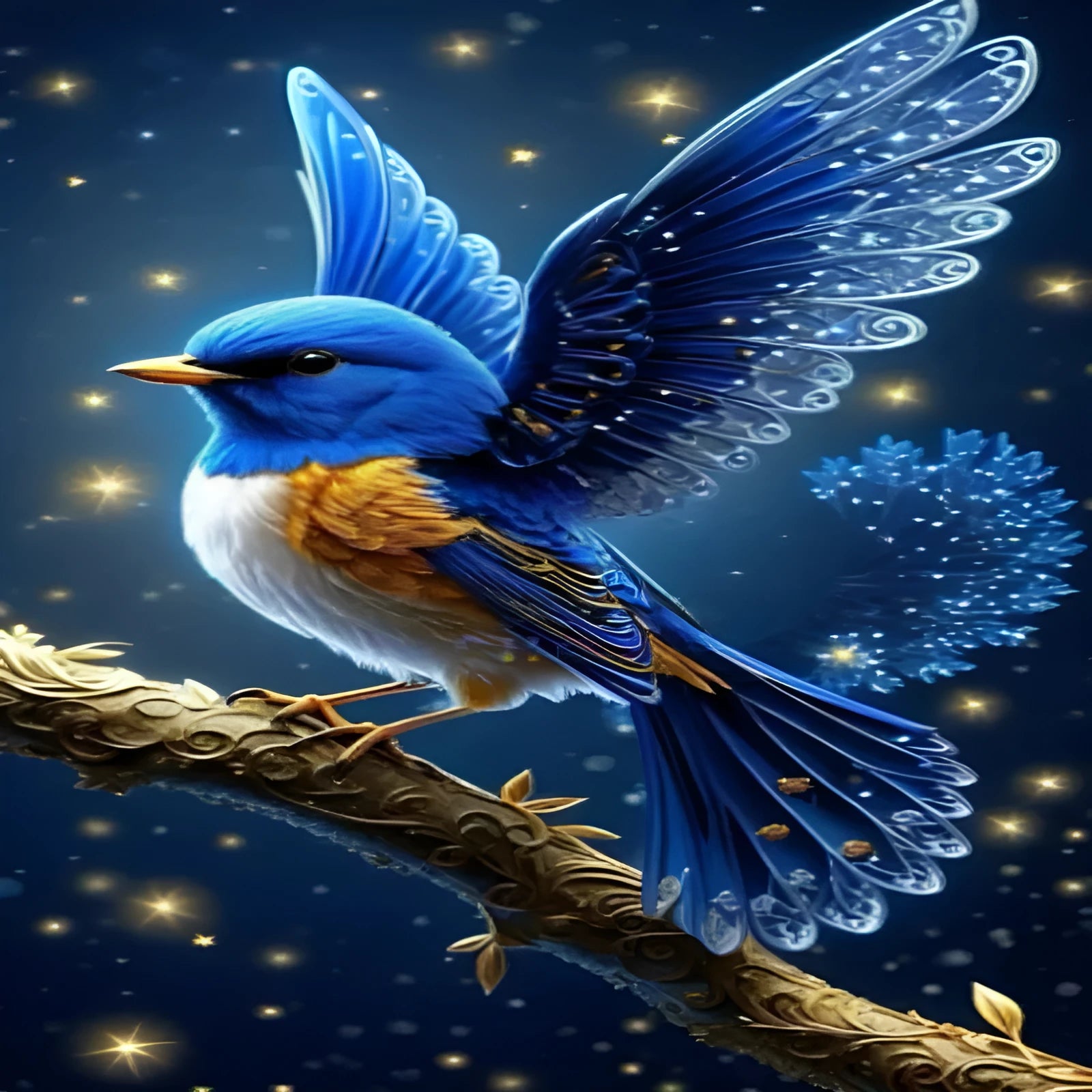 Handmade DIY rhinestone painting kit showing blue bird design on 60x100cm acrylic canvas.