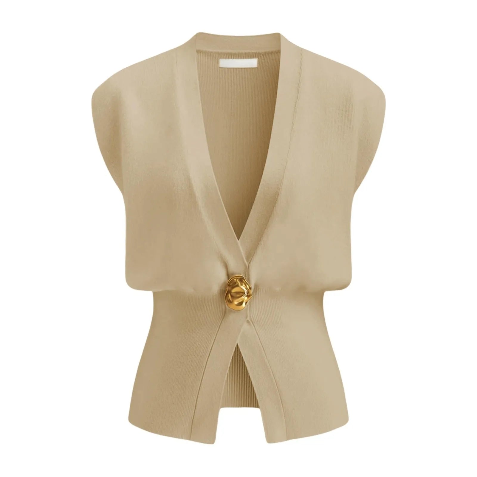 Women's loose V-neck button cardigan in knitted polyester showing colour options