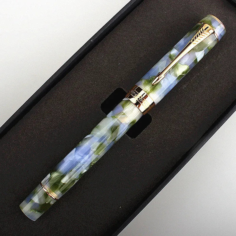 Deep bath green metal pen showing fine, medium and graphic tip options