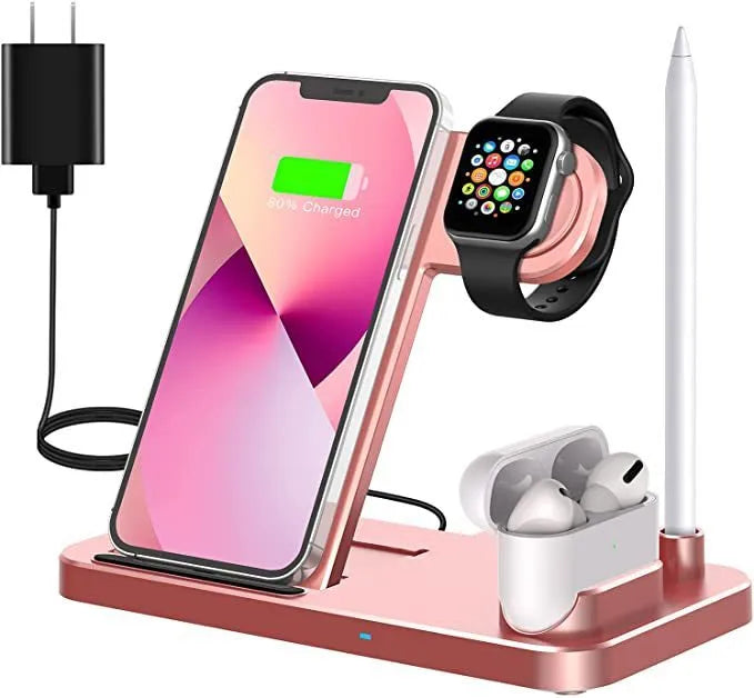 Folding 15W wireless charger in vertical stand position charging iPhone with magnetic case