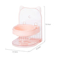 Grey cat feeding bowl with cat ear anti-spill design and removable hanging cage