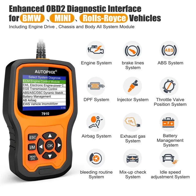 Autophix 7910 handheld automotive diagnostic scanner and OBD2 fault code reader tool