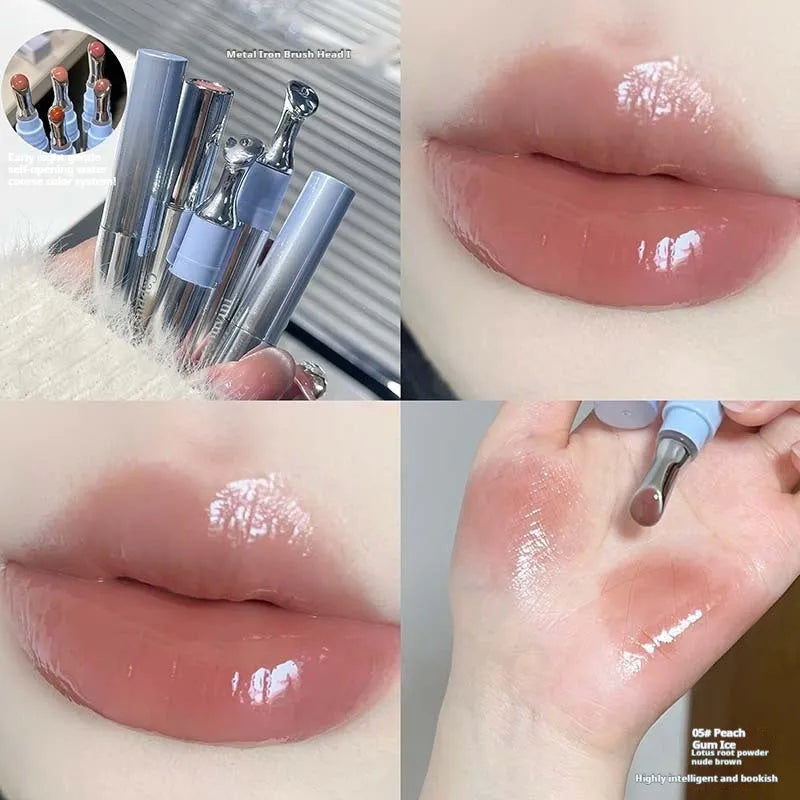 Mirror Water Light Lip Gloss Lipstick in six translucent shades including Almond Ice and Raspberry Ice