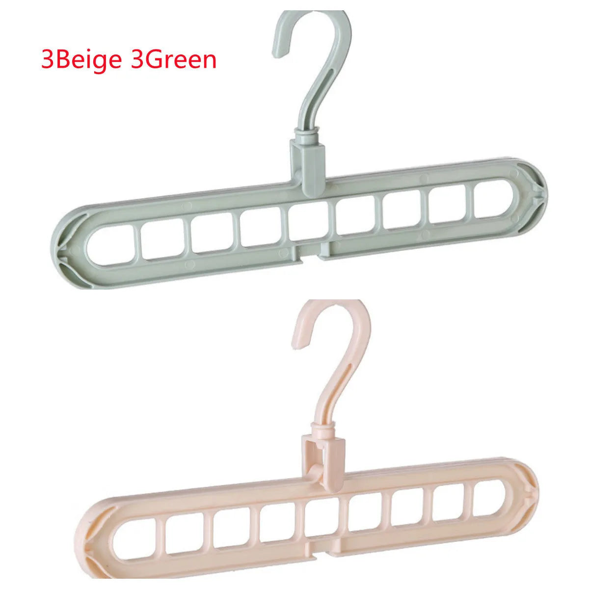 Plastic clothes hanger with rotating hook in pink colour, showing 33cm length dimension