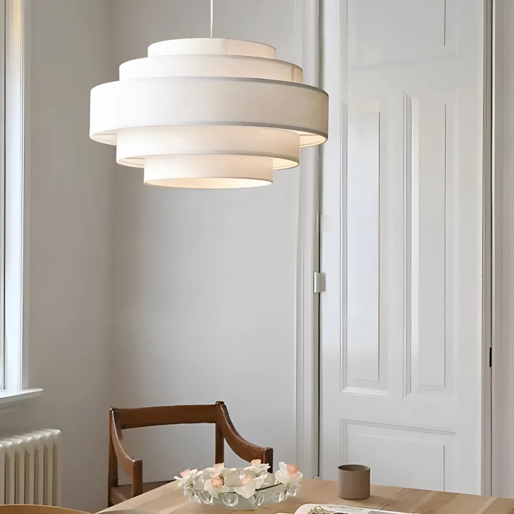 Beige 50cm fabric chandelier ceiling light Southeast Asian style for home dining bedroom