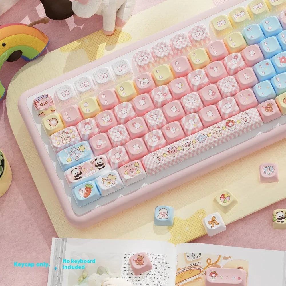 Clip Doll Original Cute Fit pink mechanical keyboard key cap set with Doll character artwork