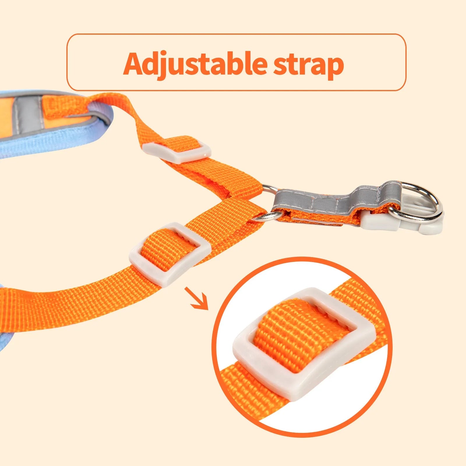 Adjustable dog rope harness in purple, blue, orange, red, brown or green with chest strap