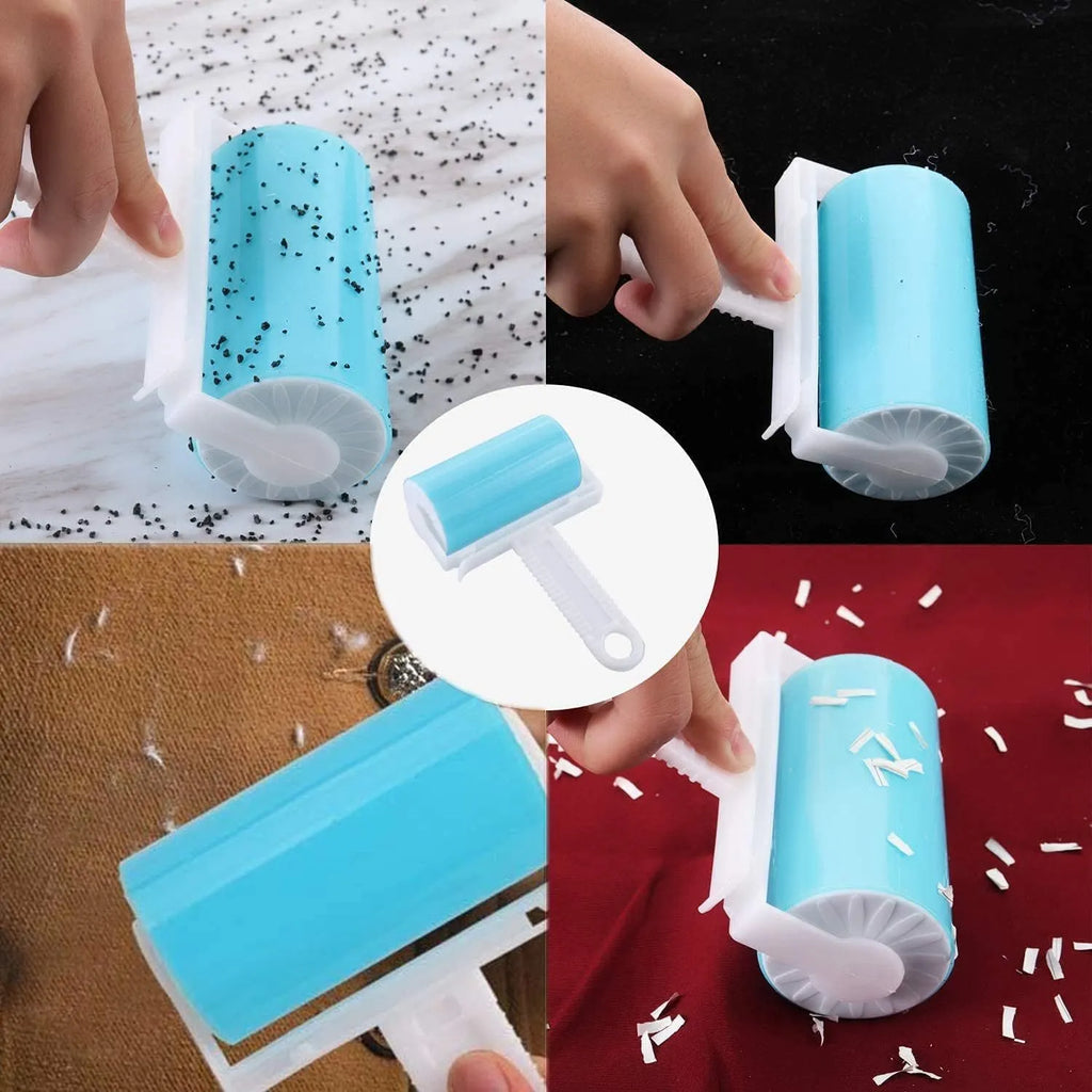 Washable reusable lint roller with cover for removing pet hair from clothes and sofas