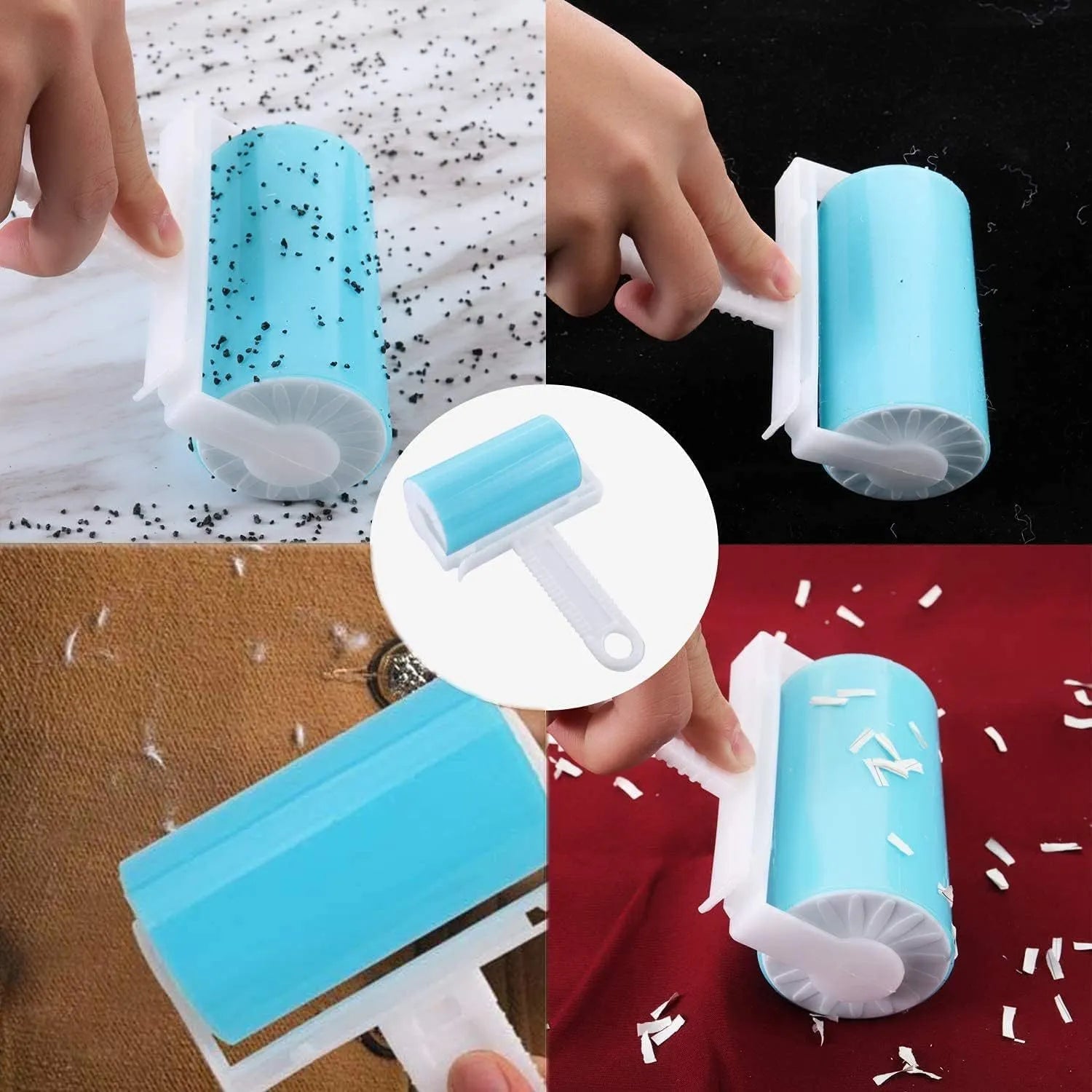 Washable reusable lint roller with cover for removing pet hair from clothes and sofas