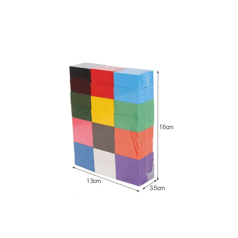 120-piece wooden rainbow domino blocks in 12 colours with pine wood construction