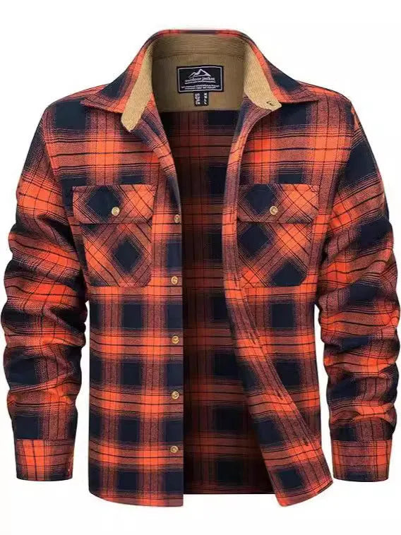 Men's plaid flannel button shirt cardigan style in multiple colour options sizes S to 5XL