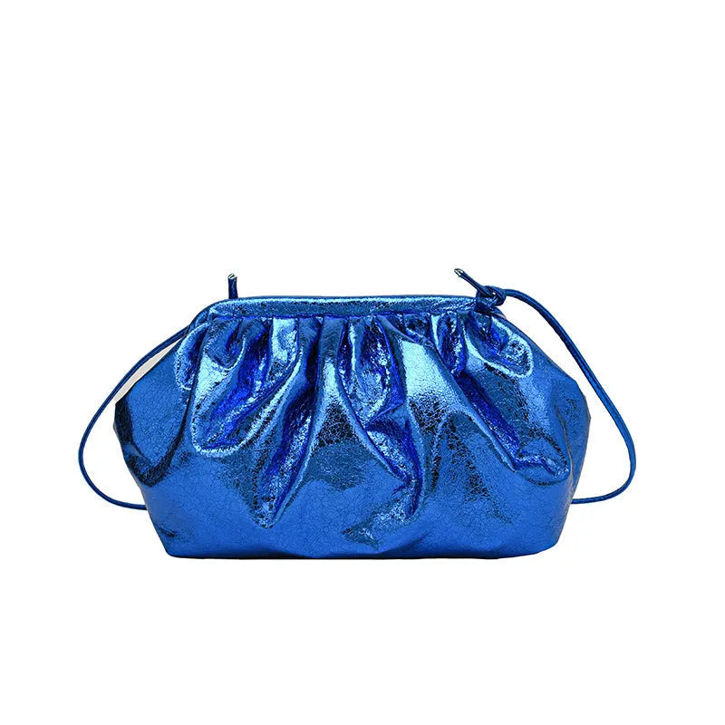 Women's shell-shaped PU leather crossbody bag with multiple internal compartments in rose red colour