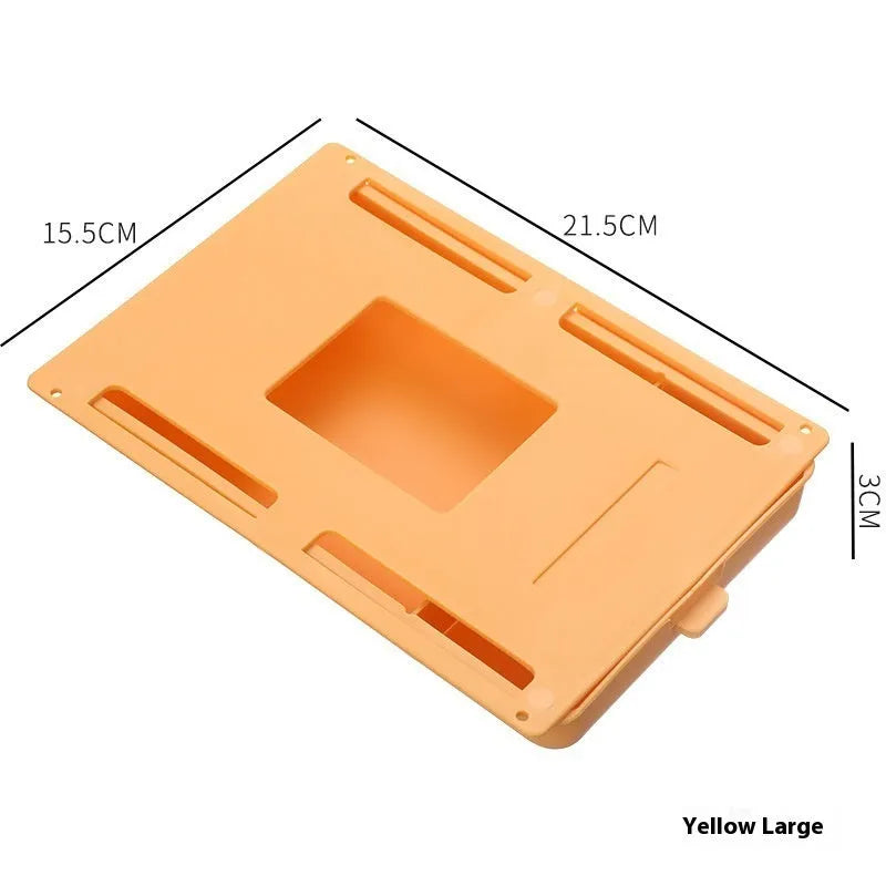 Adhesive plastic storage drawer box for under-table mounting in solid colours