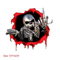 15x14cm reflective metal skull bumper sticker with colourful broken shell pattern on PET material