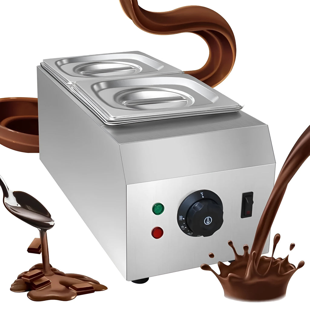 Commercial chocolate melting machine with double pots and temperature control display