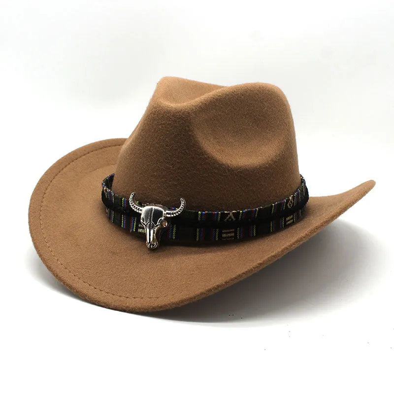 Wool blend Western cowboy hat with wide brim and bell crown in multiple colour options.