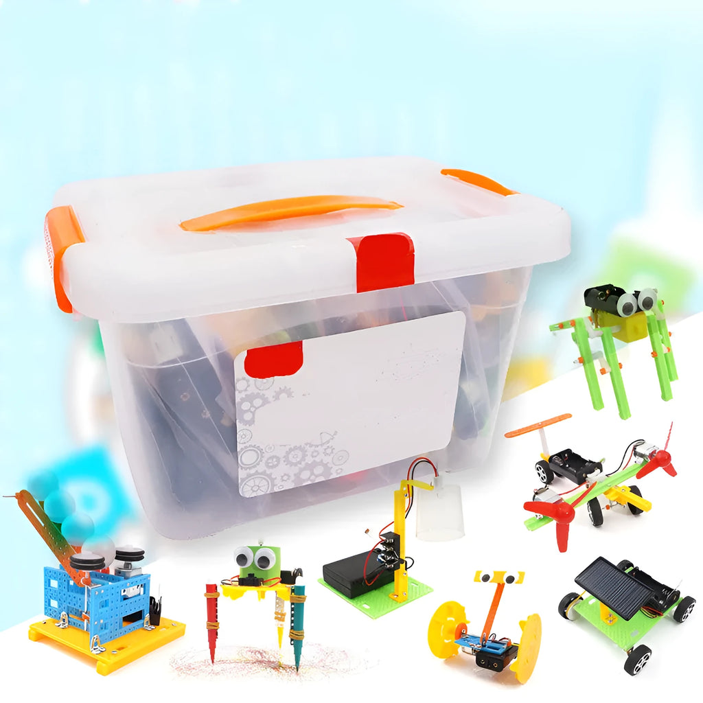 DIY puzzle assembling building blocks set for science experiments with plastic pieces in three size options