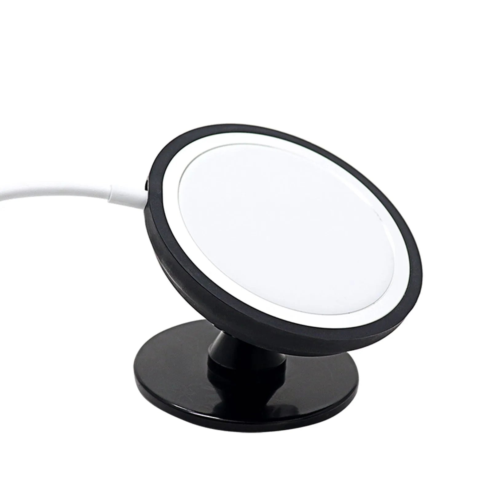 Black plastic car mobile phone holder with magnetic snap-in attachment for dashboard or air vent mounting