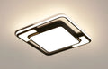 White square LED ceiling lamp with a PVC shade and iron frame, dimensions 42cm by 42cm.
