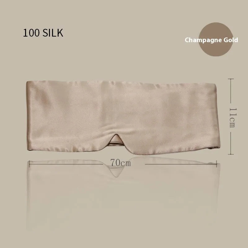 Mulberry silk eye mask in various colours including black and champagne gold for light blocking sleep