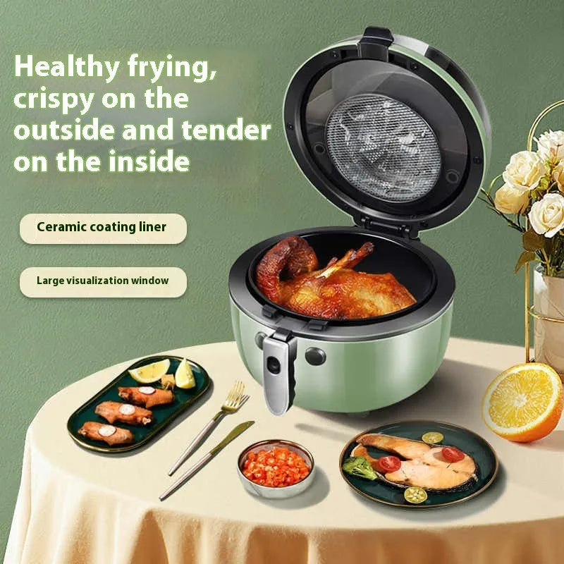 8-litre air fryer oven with visible window and mechanical button controls