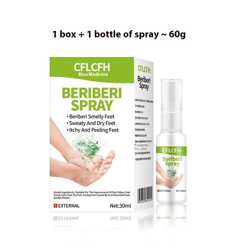 30ml English foot odour spray bottle with natural plant extracts for foot treatment