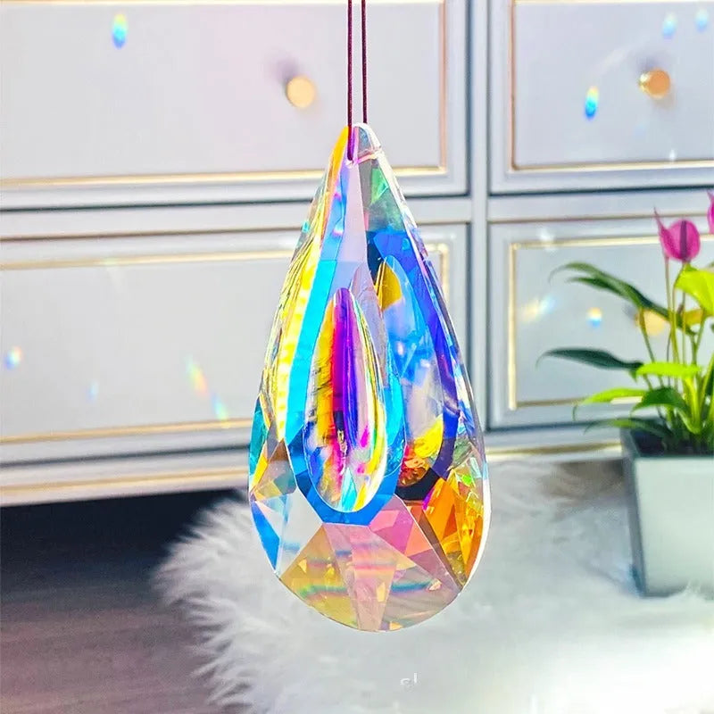 Rainbow electroplated crystal Christmas tree garden decoration hanging outdoors