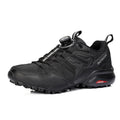 Men's beige outdoor hiking shoes with rubber sole and elastic closure