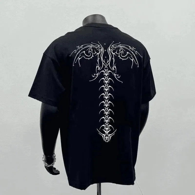 Men's loose fit pure cotton short sleeve t-shirt in black with printed design for business casual wear