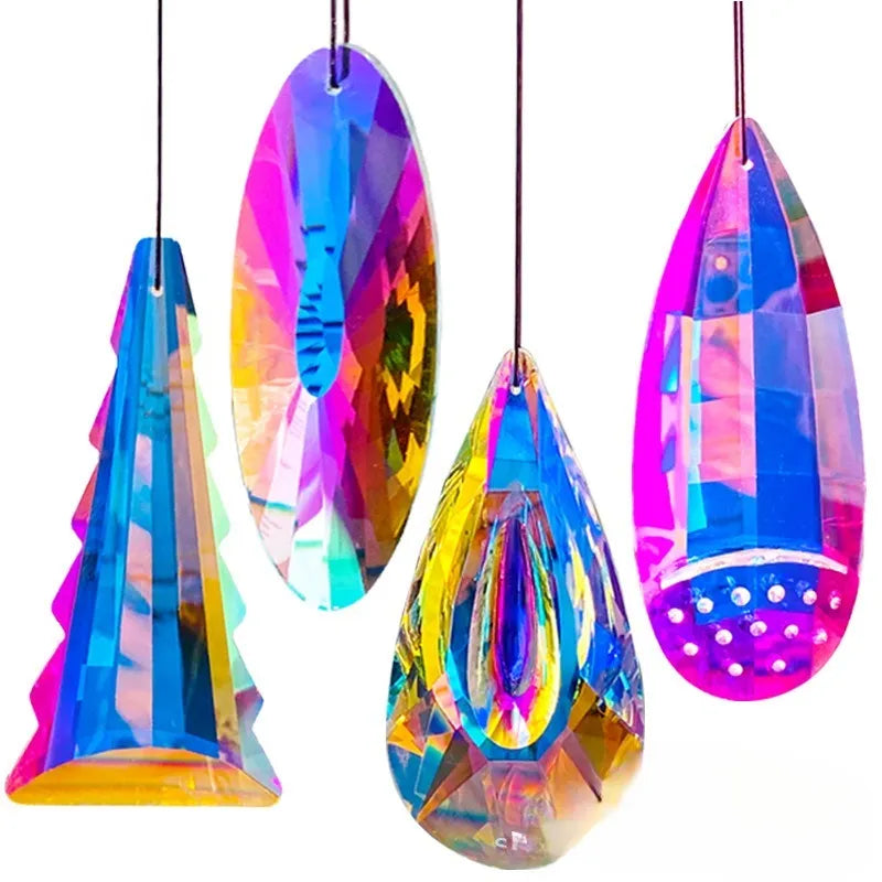 Rainbow electroplated crystal Christmas tree garden decoration hanging outdoors