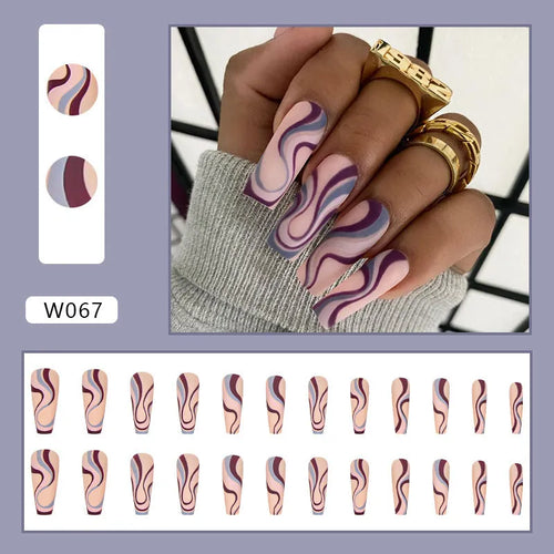 Ballet Wave Line design nail stickers in package with jelly glue bottles.