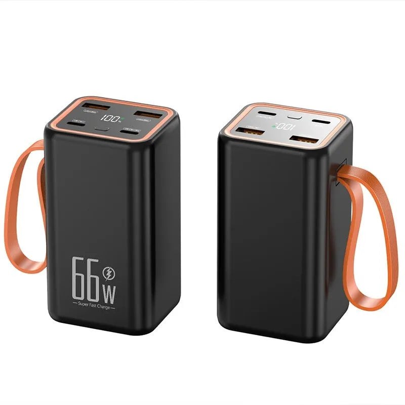 Black and white PD66W fast charge 20000 mAh portable power bank with creative design