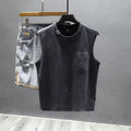 Men's loose fit cotton sleeveless t-shirt in black and white colours for gym wear