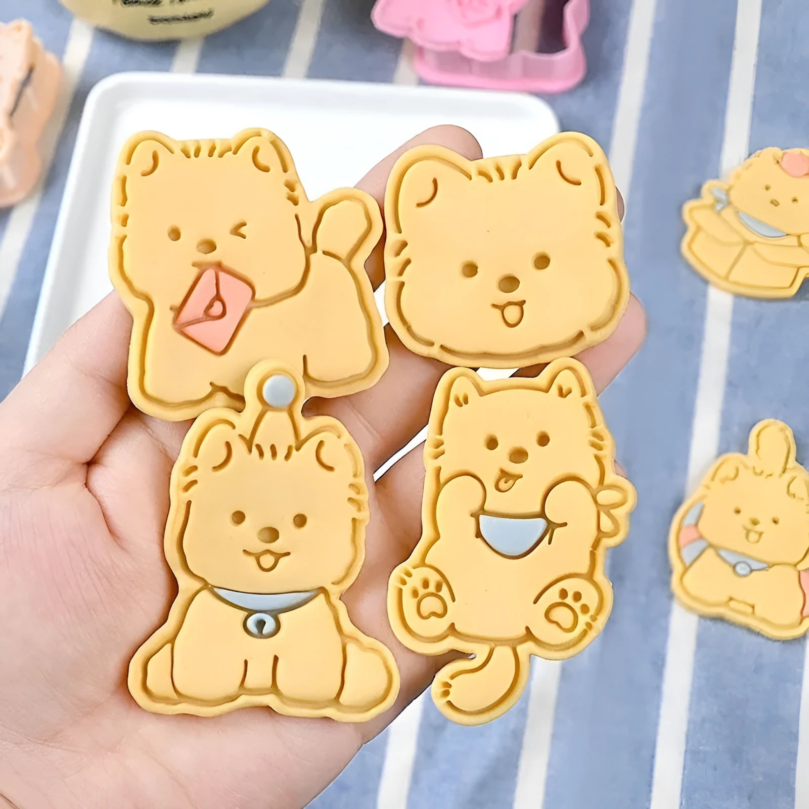 Cartoon biscuit mould for creating three dimensional pet puppy shaped biscuits and soft sweets
