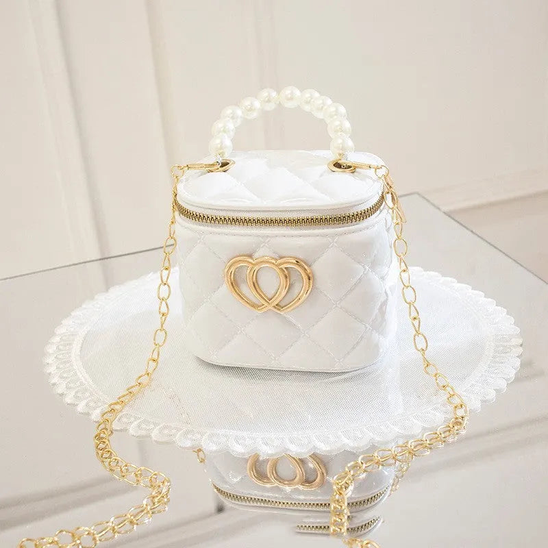 PVC bucket gel bag with heart pattern in choice of seven colours including apricot and green