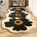 Colourful flower-shaped bedside blanket with floral print on a soft imitation cashmere texture
